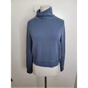 Athleta Small Nirvana Cropped Funnel Long Sleeve Light Sweatshirt Blue Womens